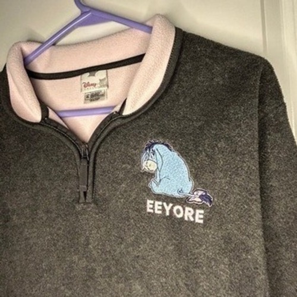 Vintage Y2k Disney Eeyore Embroidered Quarter Zip Sweatshirt Women's XL No Flaws